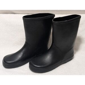 Black Rubber Rain Boots Pull on Sporto Children's Boys Girls Youth Kids Size 3M